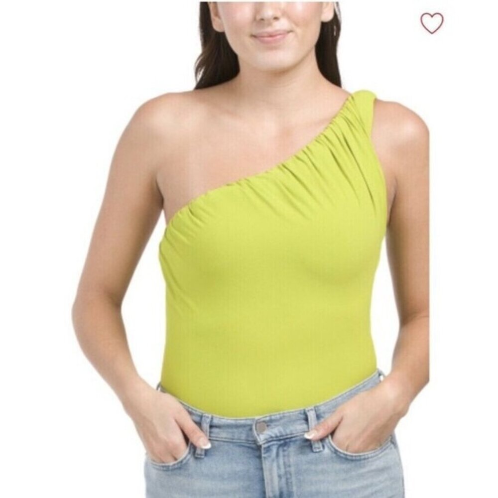 Zara Women’s asymmetrical one shoulder bodysuit pistachio green size Small New
